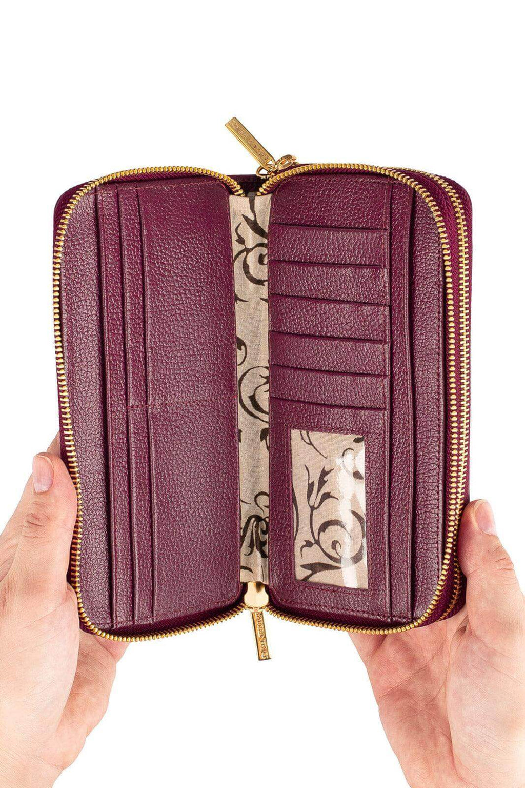 Carteira feminina de couro liso Tinna 10x19cm - Enluaze