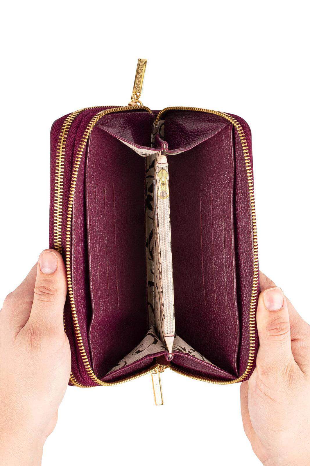 Carteira feminina de couro liso Tinna 10x19cm - Enluaze