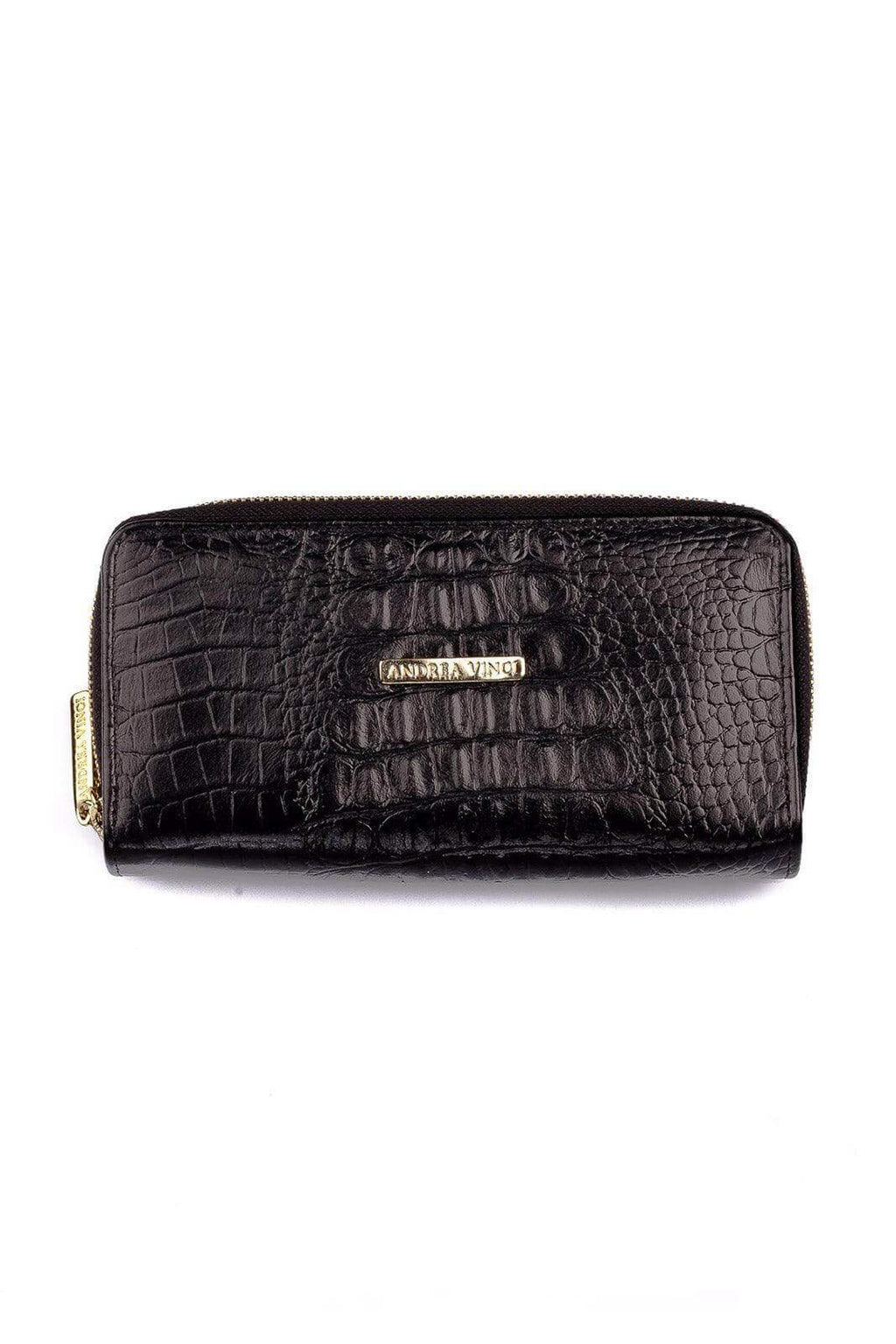 Carteira feminina de couro croco Tinna 10x19cm - Enluaze
