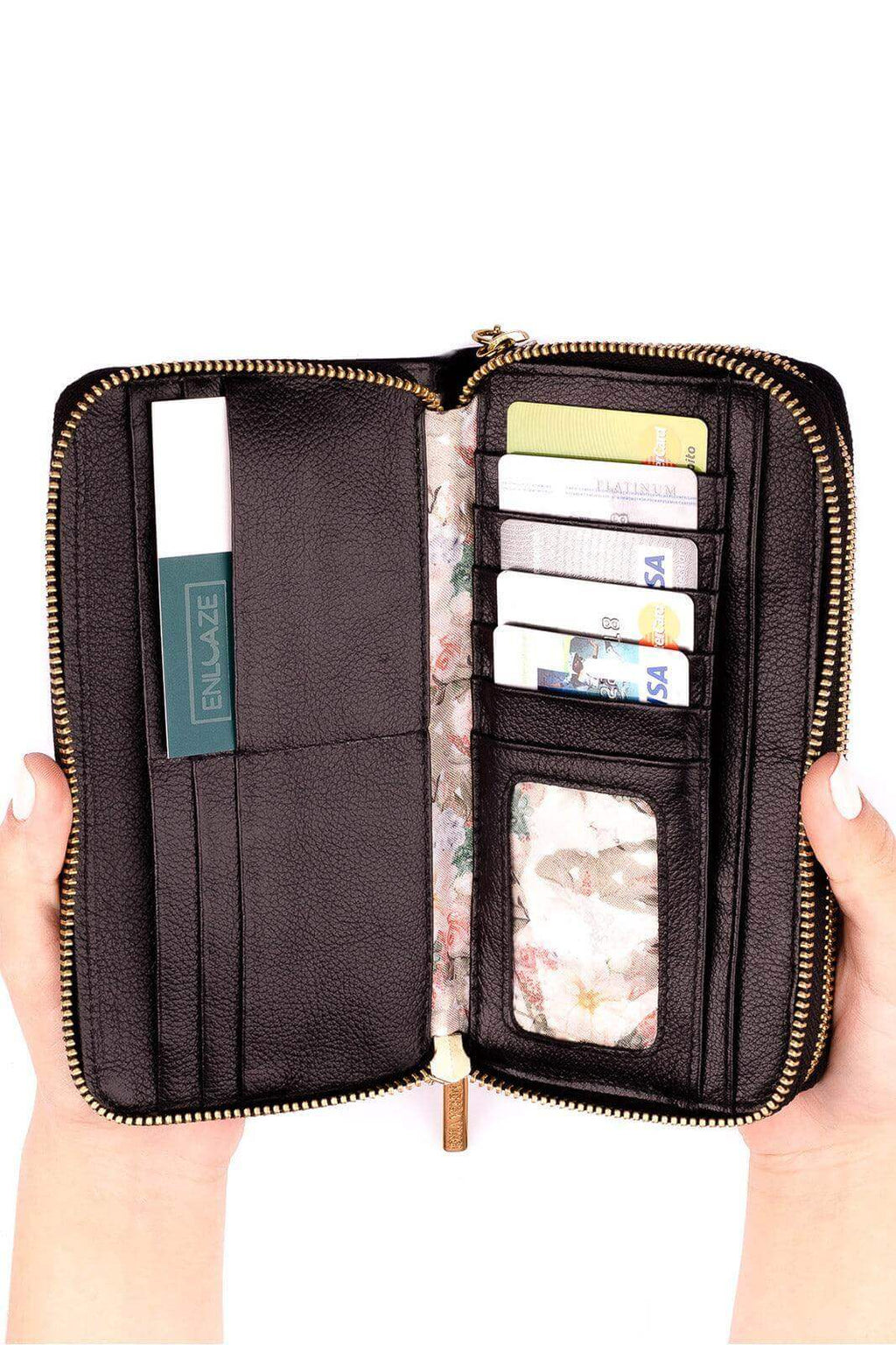Carteira feminina de couro croco Tinna 10x19cm - Enluaze