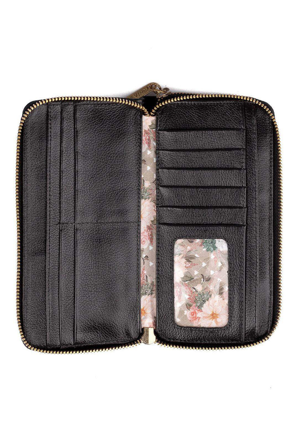 Carteira feminina de couro croco Tinna 10x19cm - Enluaze