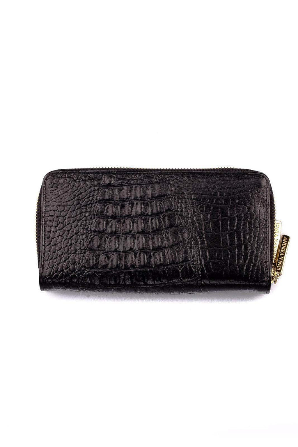 Carteira feminina de couro croco Tinna 10x19cm - Enluaze
