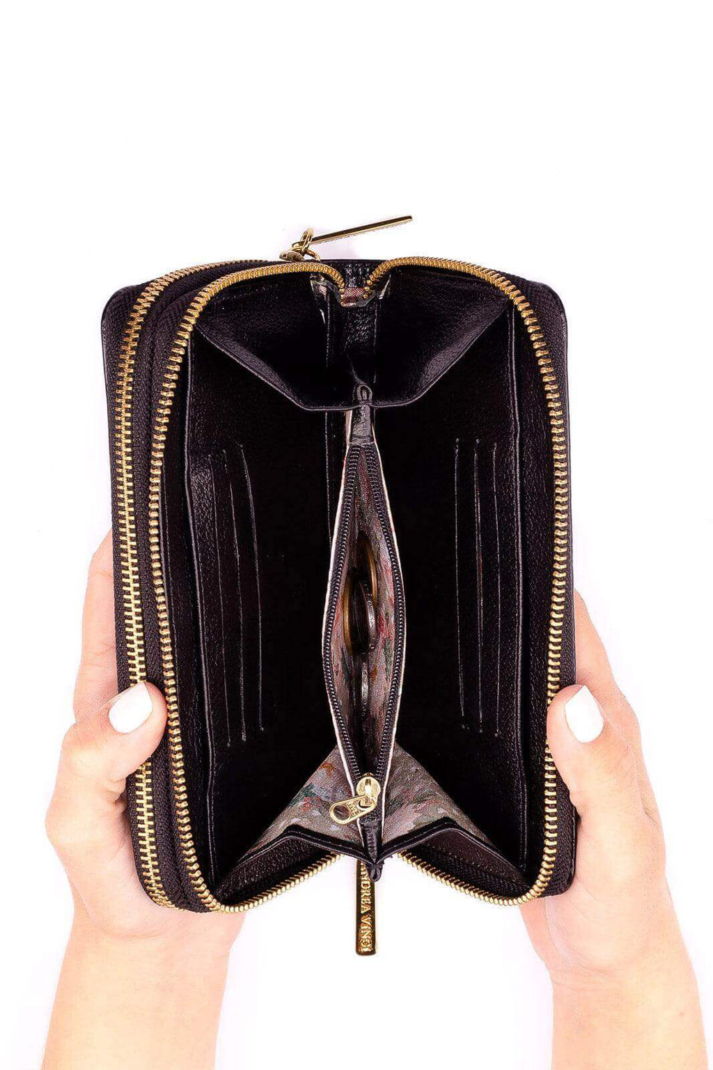 Carteira feminina de couro liso Tinna 10x19cm - Enluaze