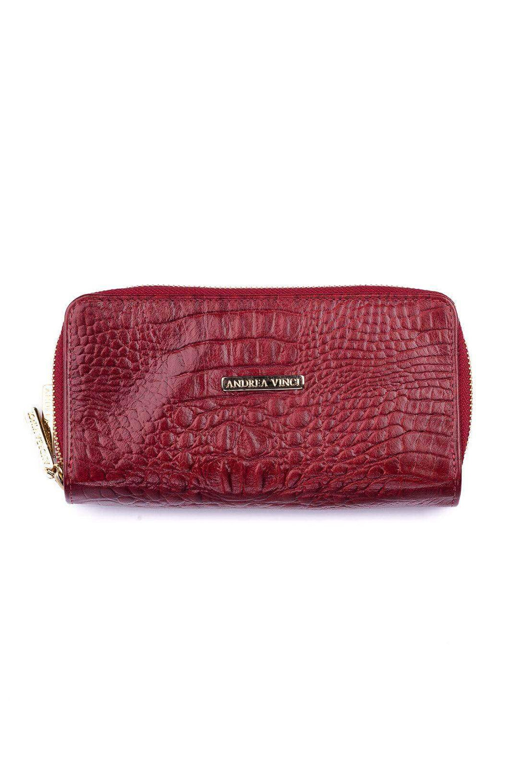 Carteira feminina de couro croco Tinna 10x19cm - Enluaze