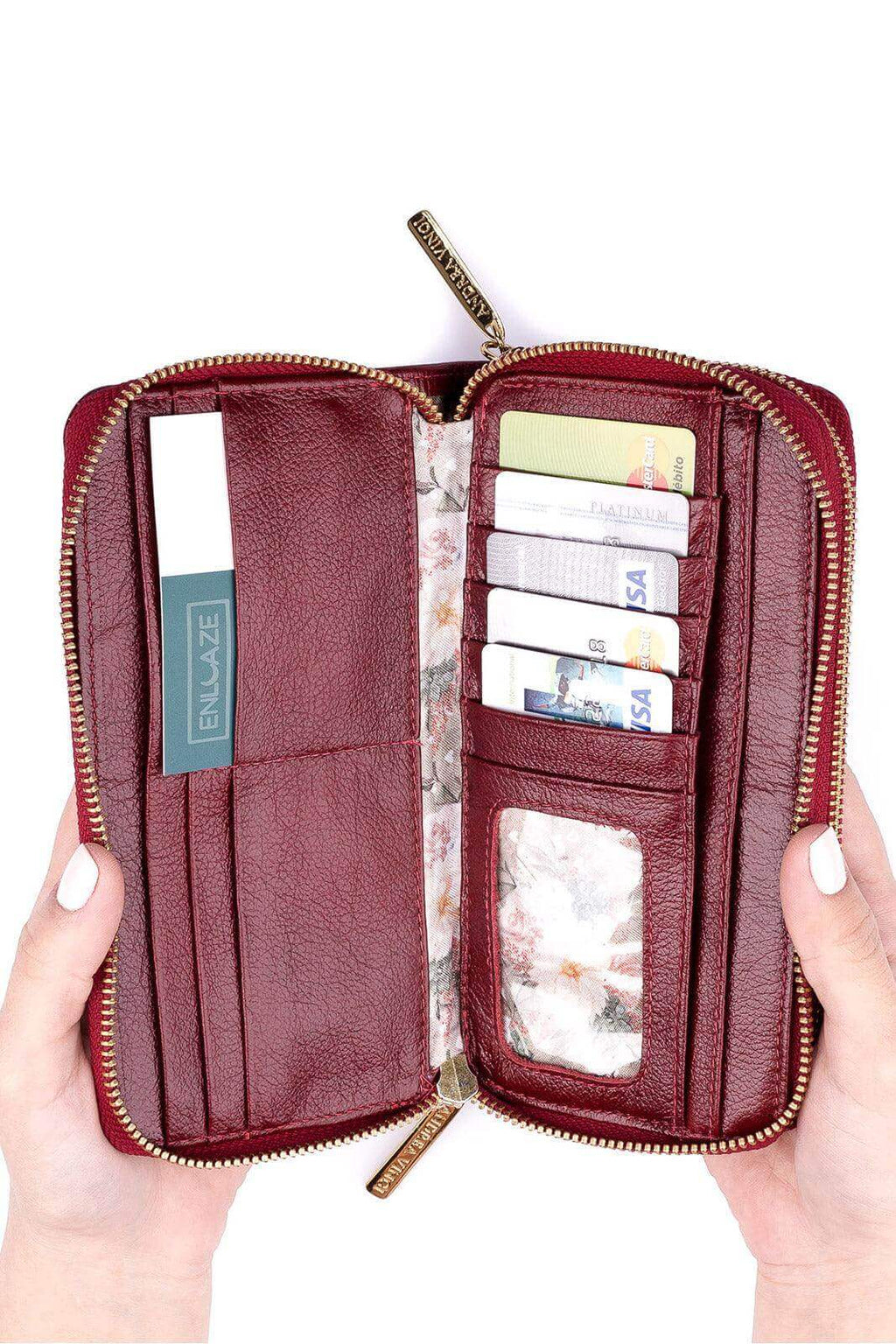 Carteira feminina de couro croco Tinna 10x19cm - Enluaze
