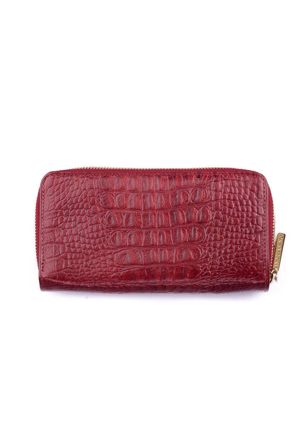 Carteira feminina de couro croco Tinna 10x19cm - Enluaze