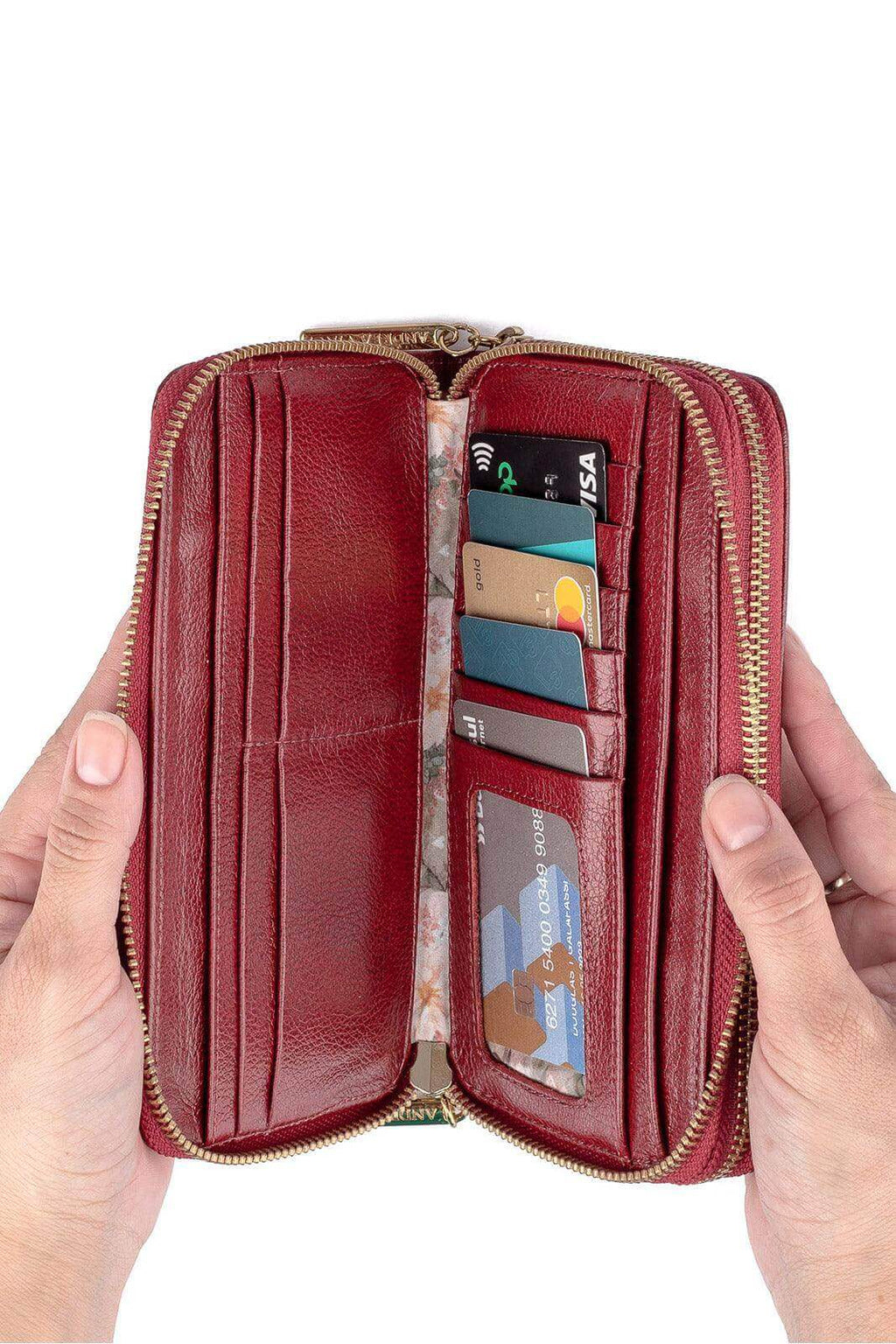 Carteira feminina de couro liso Tinna 10x19cm - Enluaze