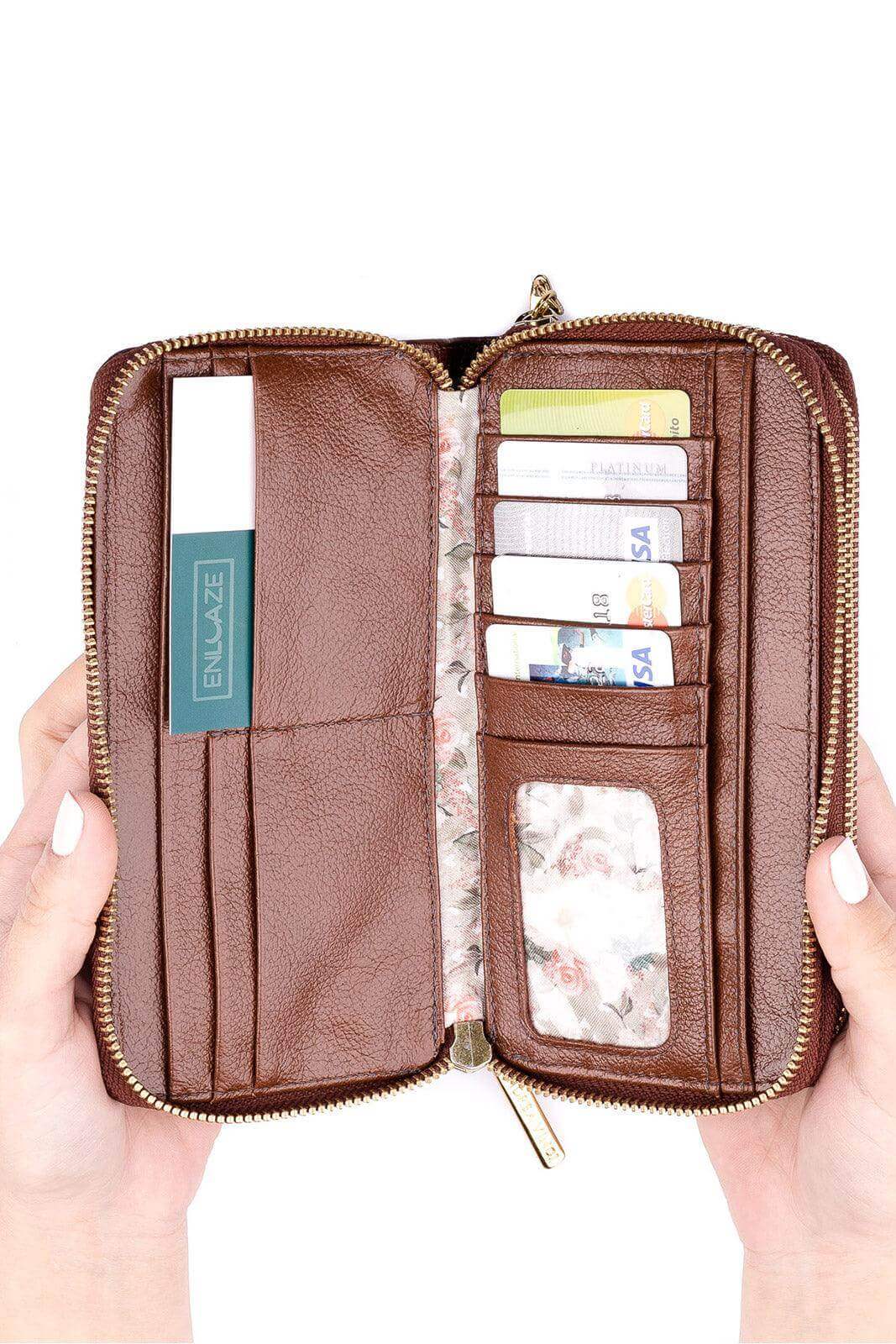 Carteira feminina de couro croco Tinna 10x19cm - Enluaze