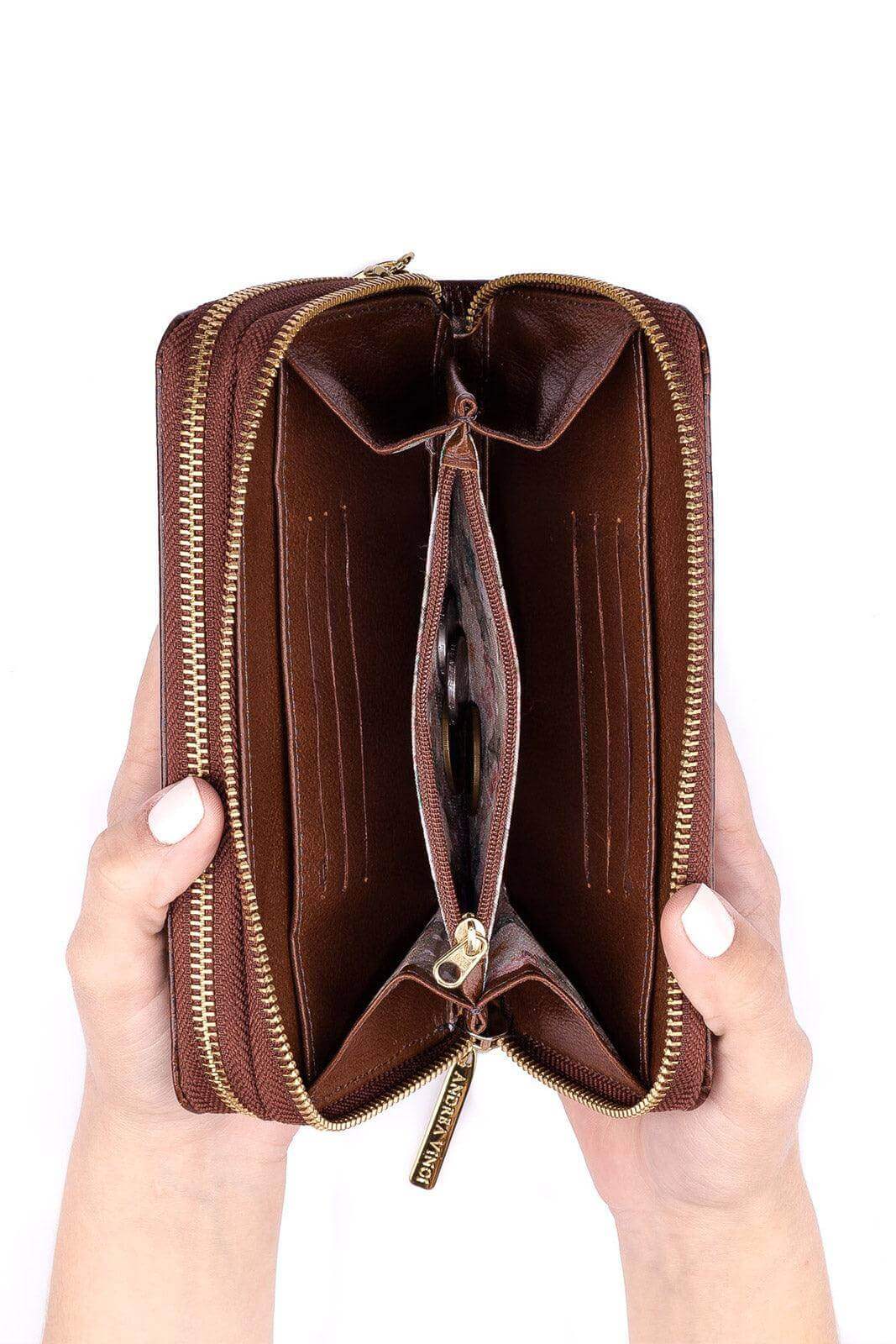 Carteira feminina de couro croco Tinna 10x19cm - Enluaze