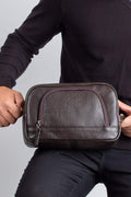 Necessaire grande de couro Manoel 18x28x10cm - Enluaze