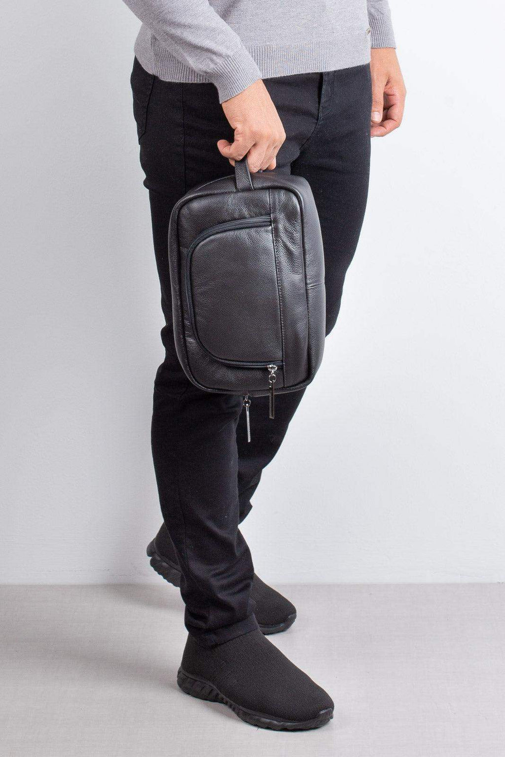 Necessaire grande de couro Manoel 18x28x10cm - Enluaze