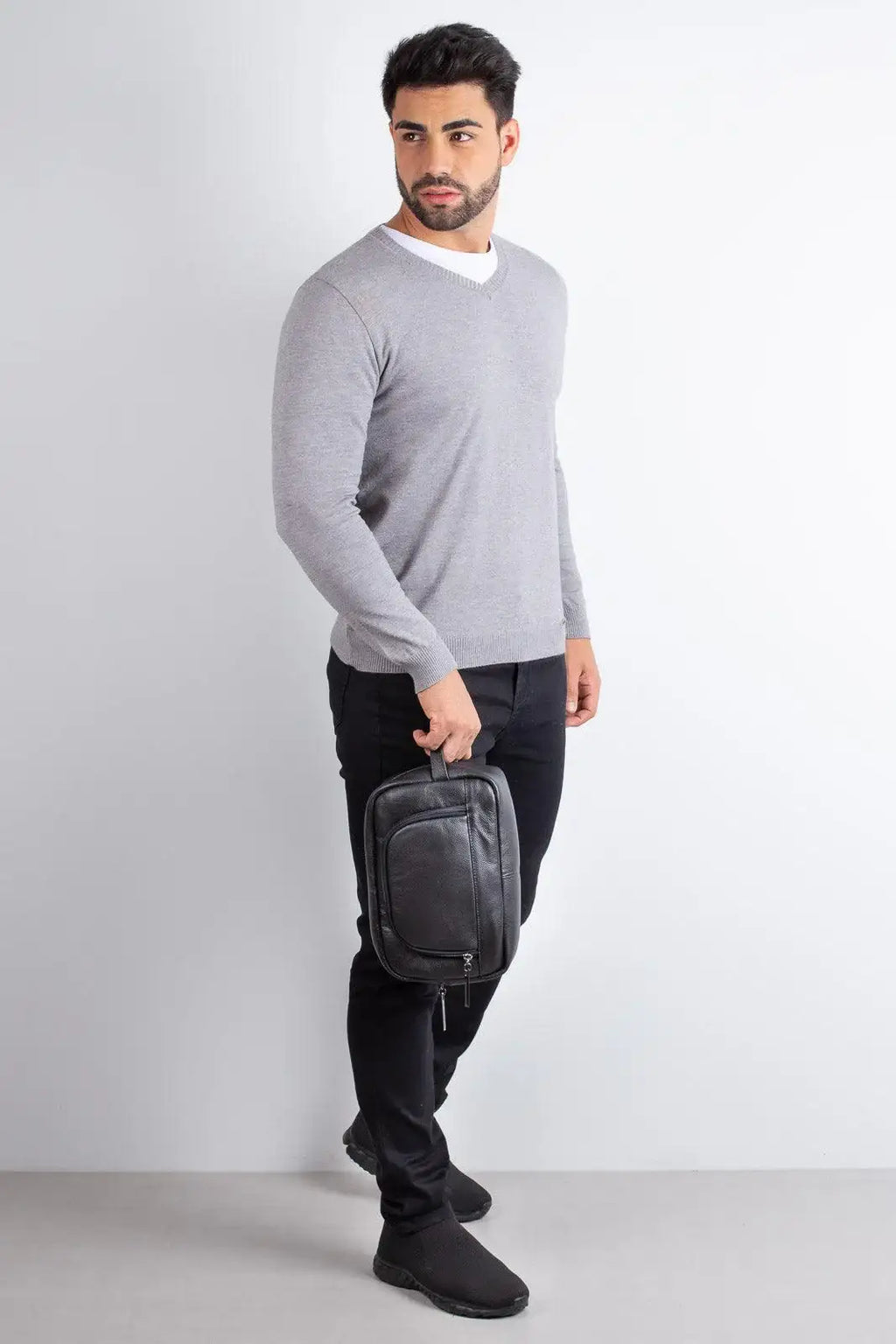 Necessaire grande de couro Manoel 18x28x10cm - Enluaze