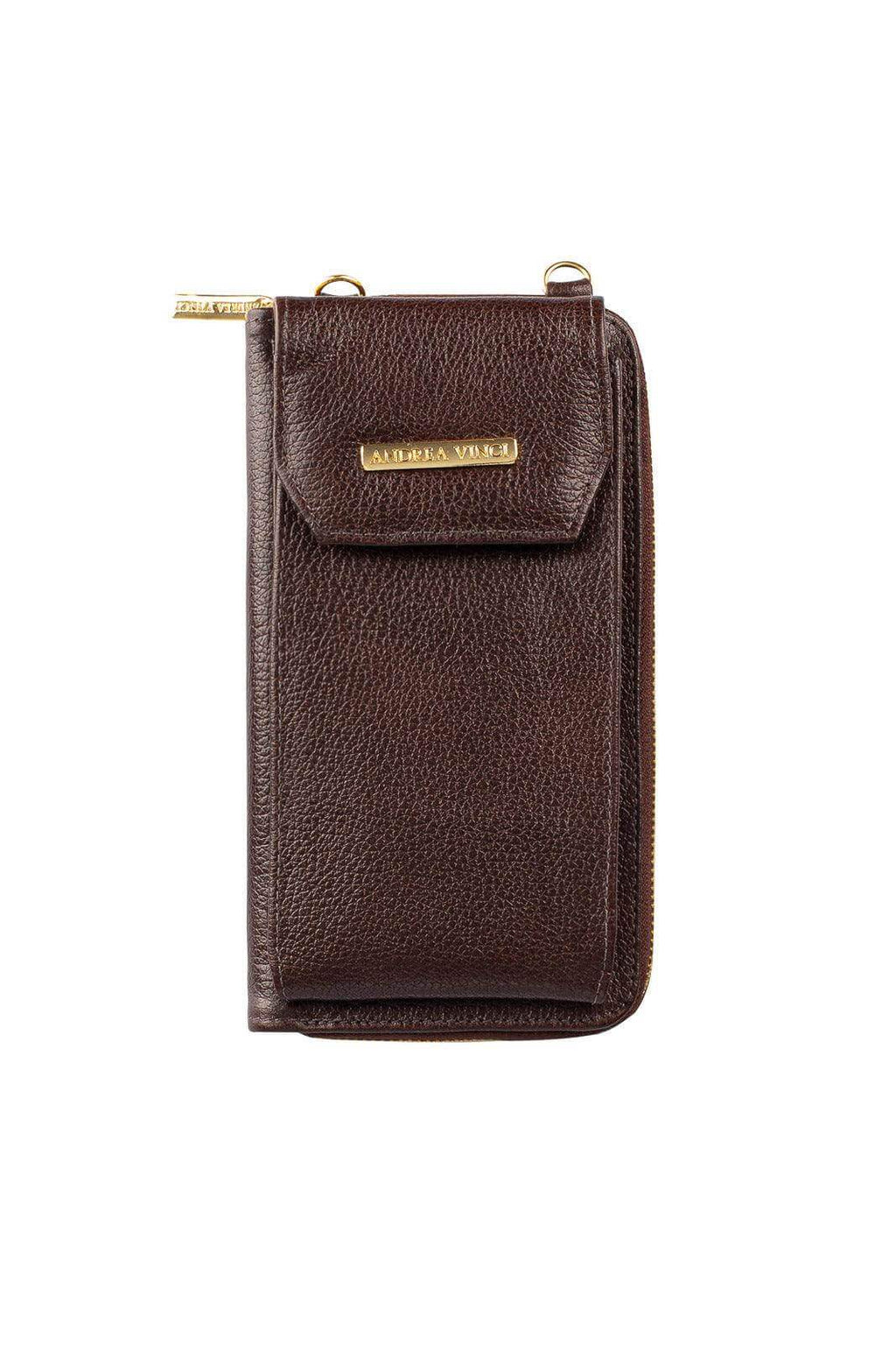 Carteira feminina de couro liso com alça Rafa 19x10,5cm - Enluaze