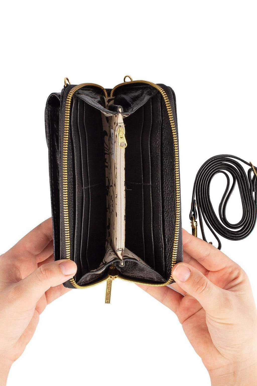 Carteira feminina de couro croco com alça Rafa 19x10,5cm - Enluaze