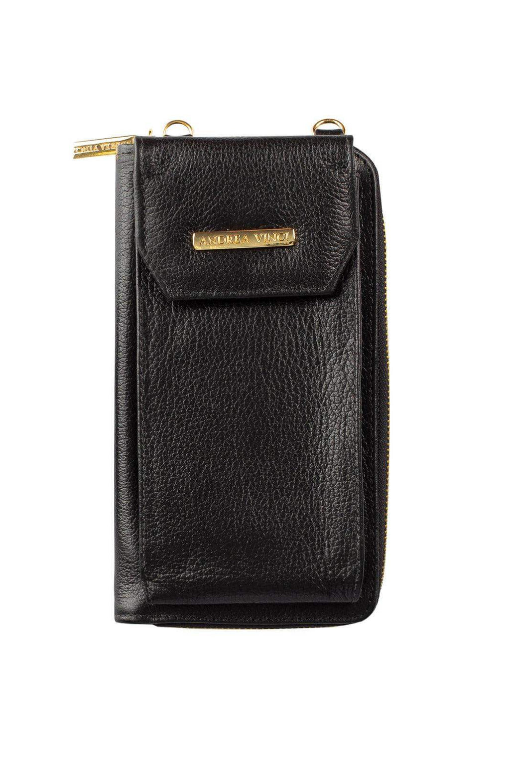 Carteira feminina de couro liso com alça Rafa 19x10,5cm - Enluaze