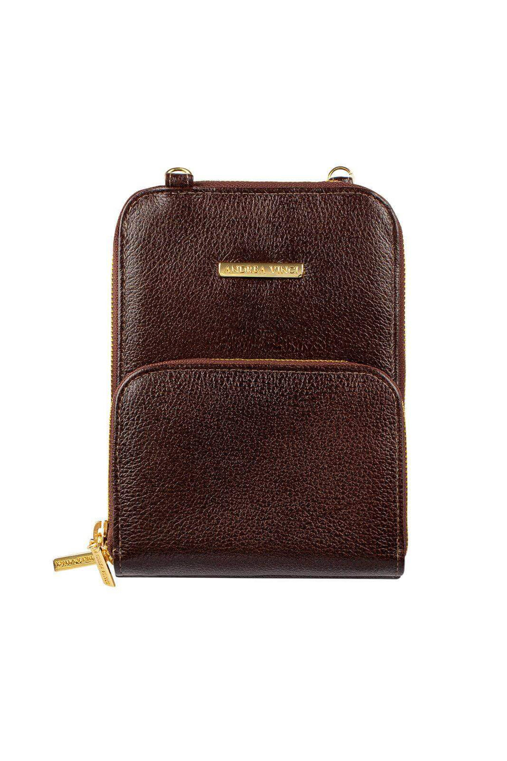 Carteira com alça de couro liso Ingrid 18,5x13,5cm - Enluaze