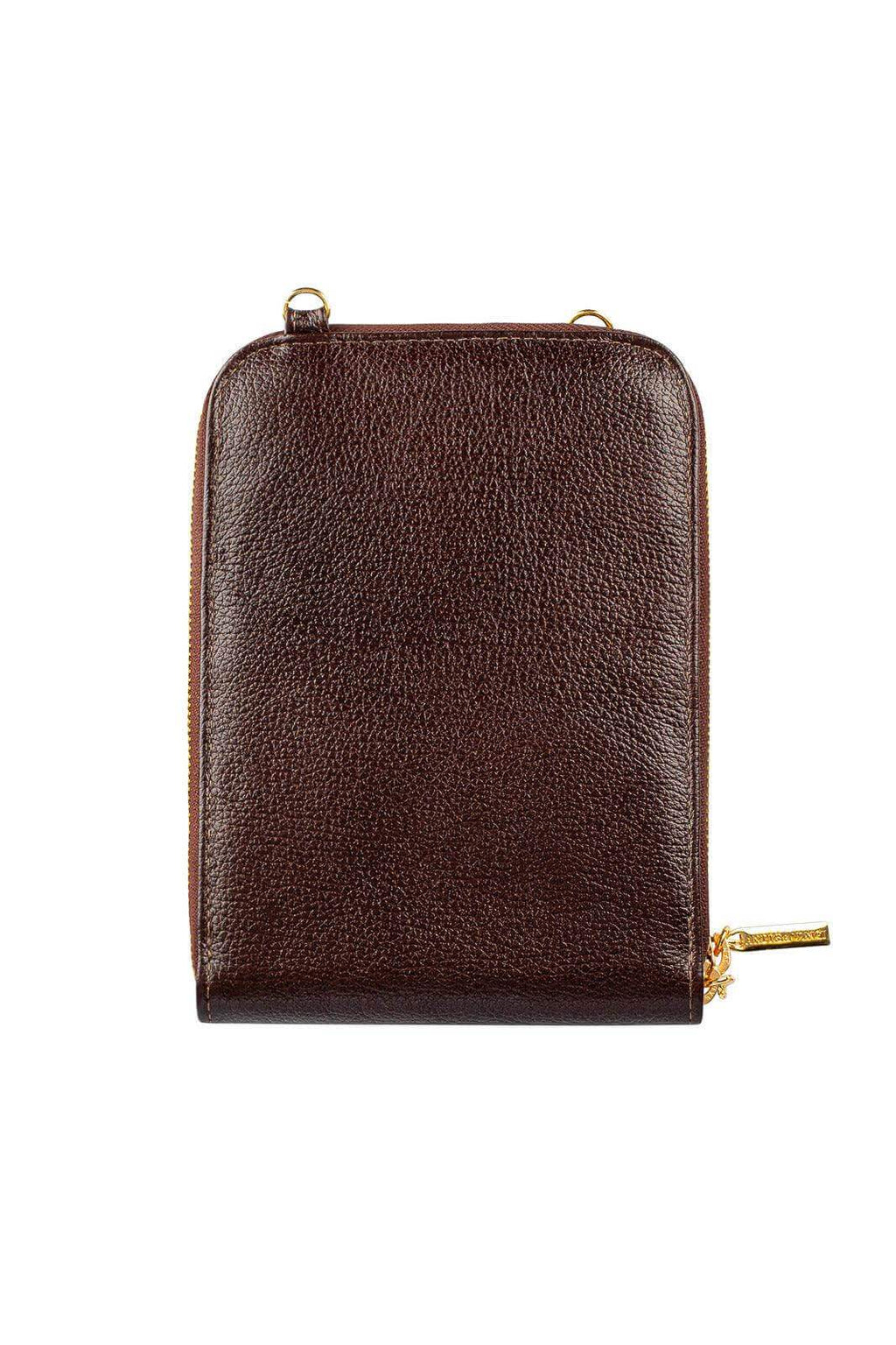 Carteira com alça de couro liso Ingrid 18,5x13,5cm - Enluaze