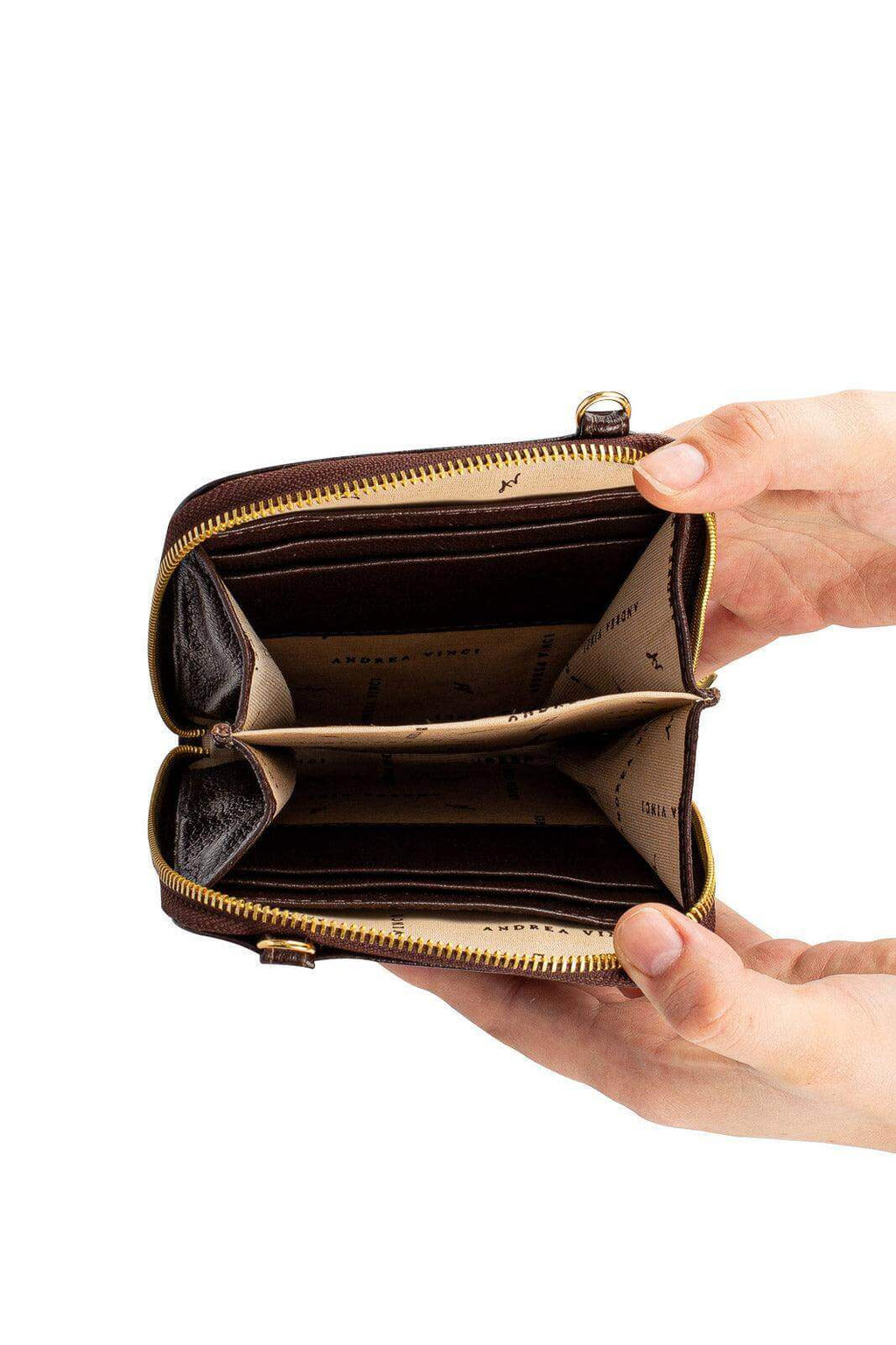 Carteira com alça de couro liso Ingrid 18,5x13,5cm - Enluaze