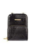 Carteira com alça de couro croco Ingrid 18,5x13,5cm - Enluaze