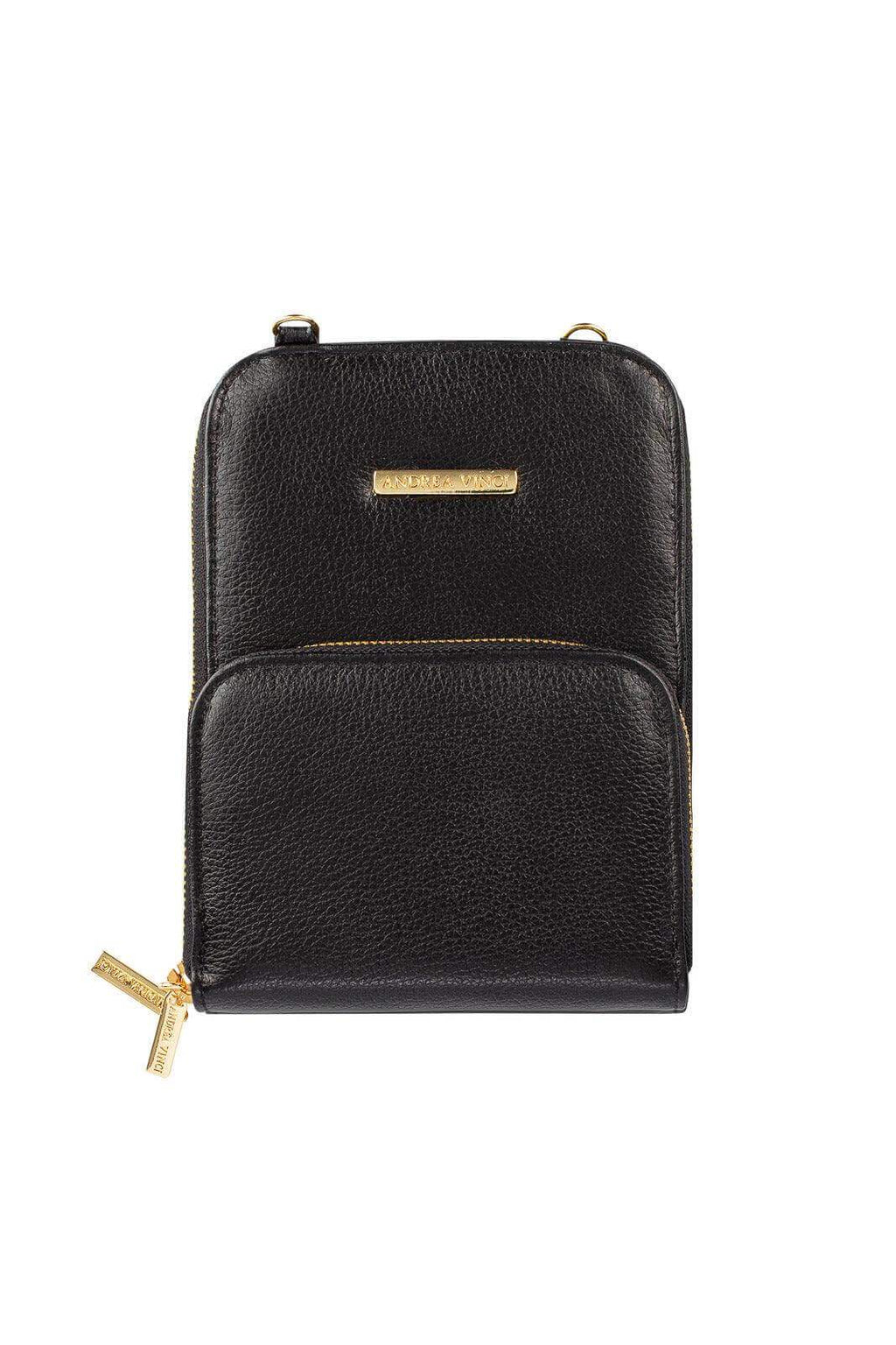 Carteira com alça de couro liso Ingrid 18,5x13,5cm - Enluaze