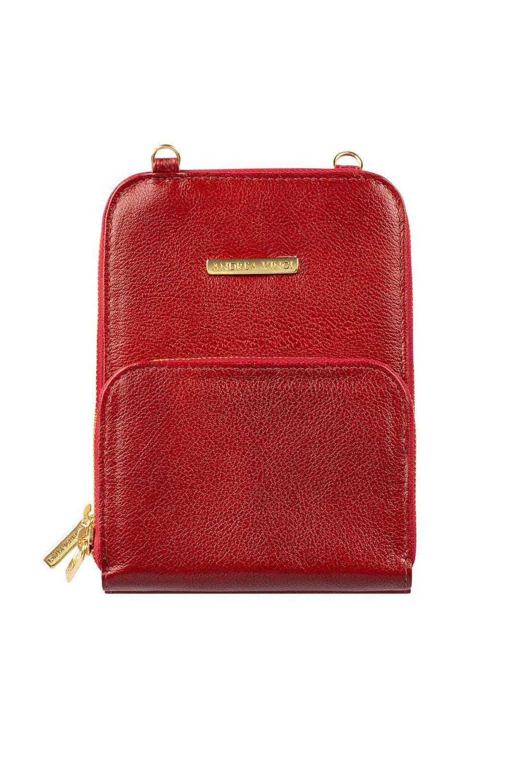 Carteira com alça de couro liso Ingrid 18,5x13,5cm - Enluaze