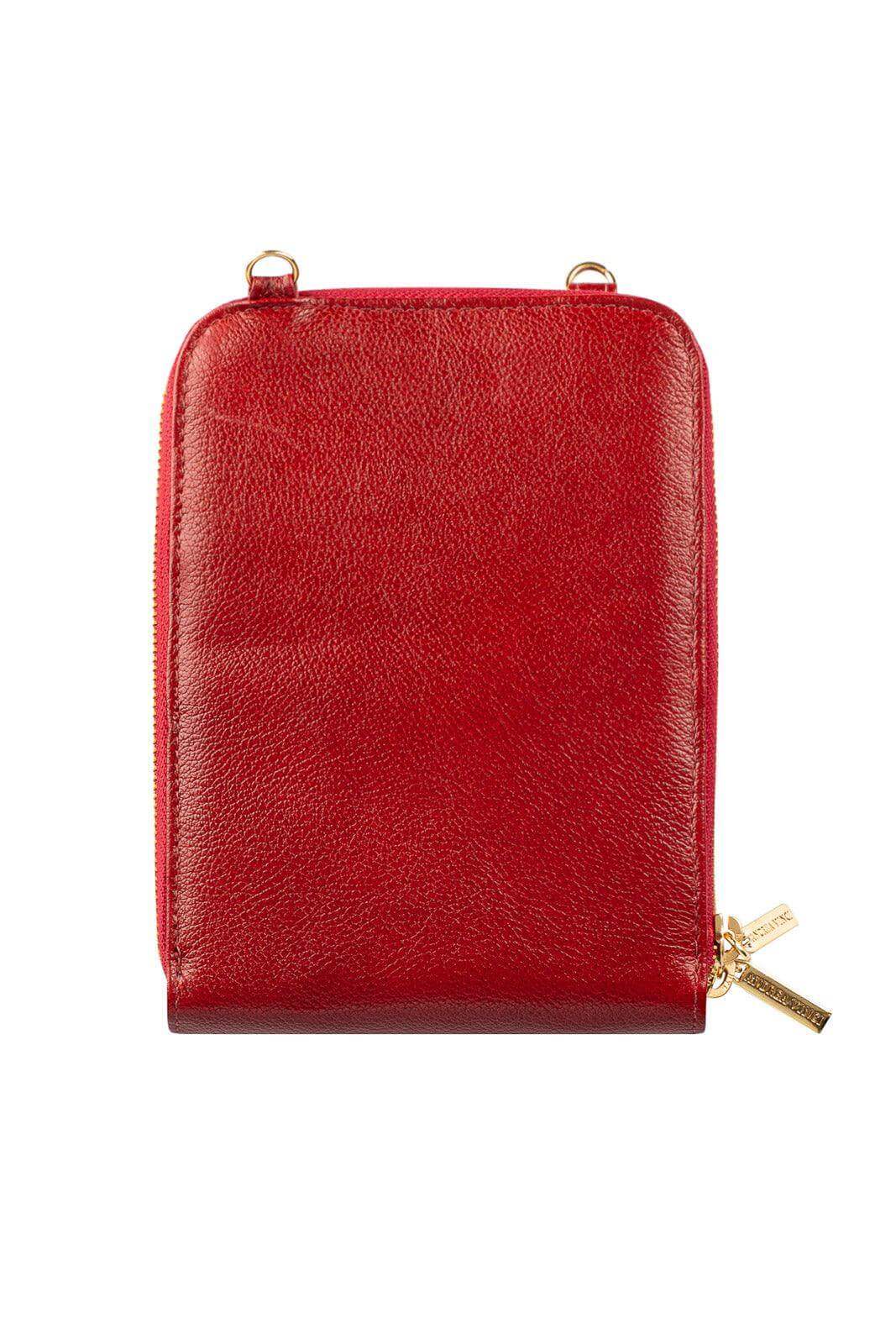 Carteira com alça de couro liso Ingrid 18,5x13,5cm - Enluaze