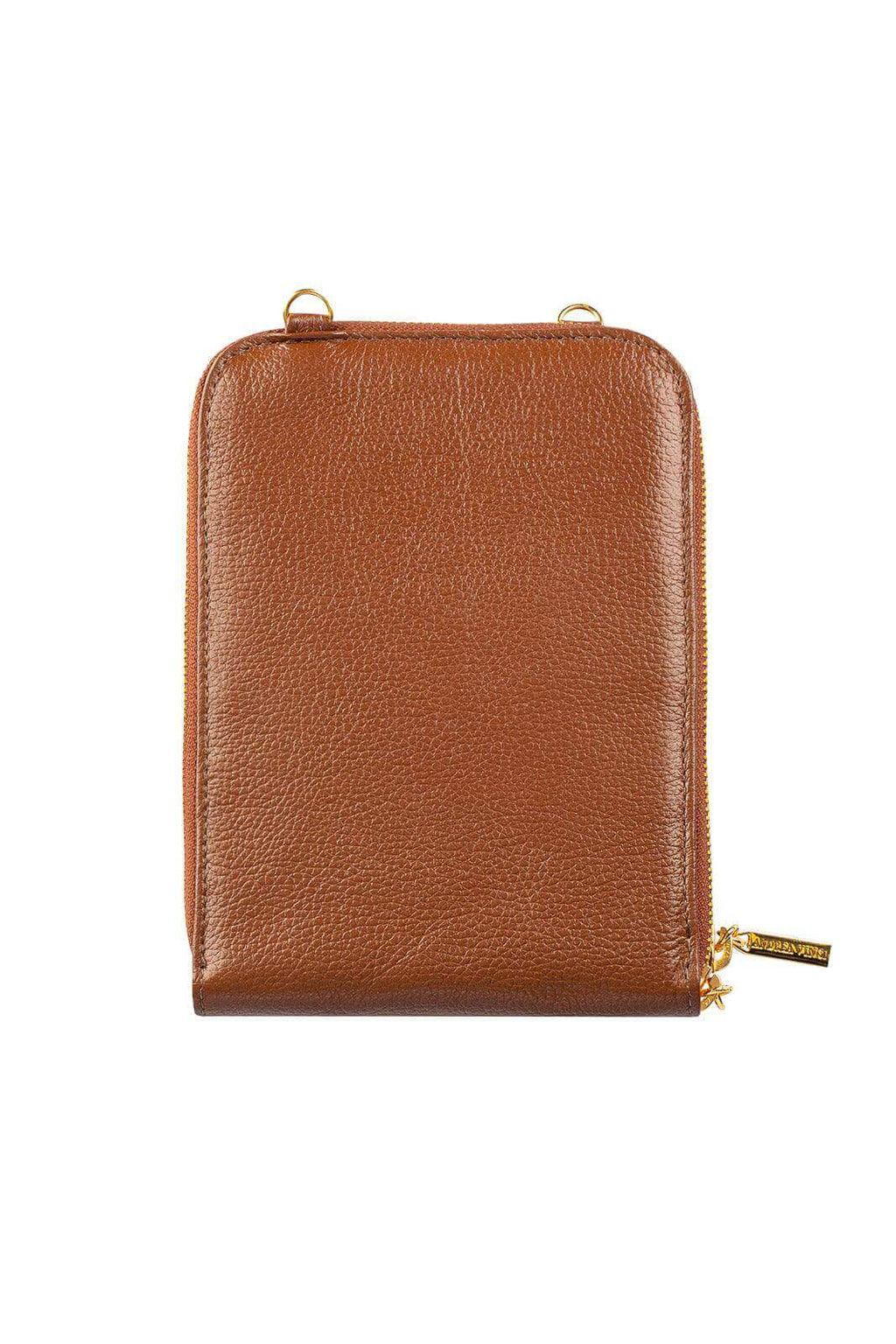 Carteira com alça de couro liso Ingrid 18,5x13,5cm - Enluaze