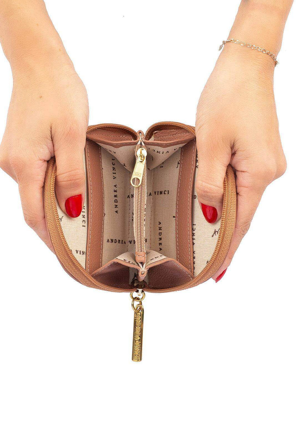 Mini carteira feminina de couro liso Ayla 9x11cm - Enluaze