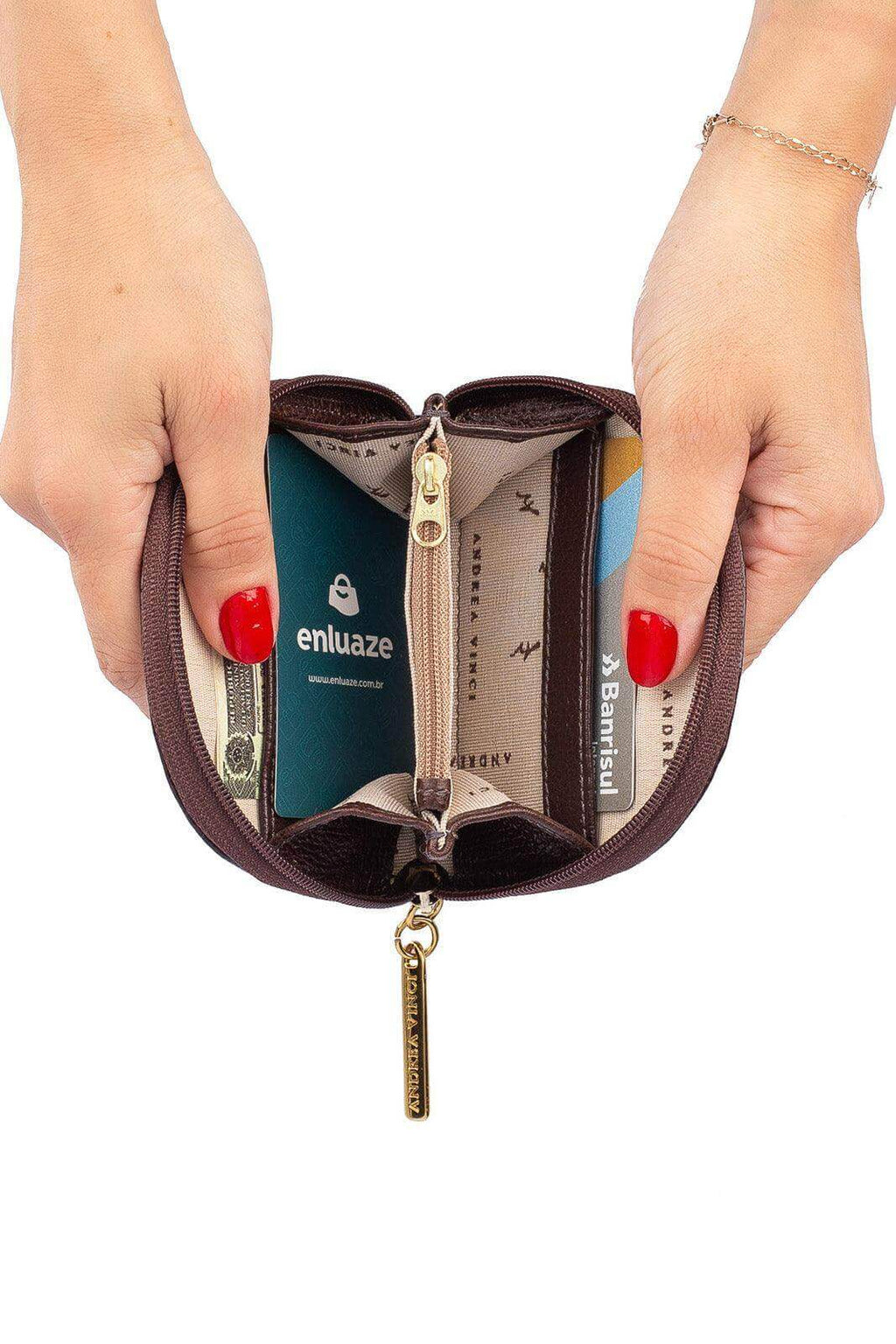 Mini carteira feminina de couro croco Ayla 9x11cm - Enluaze