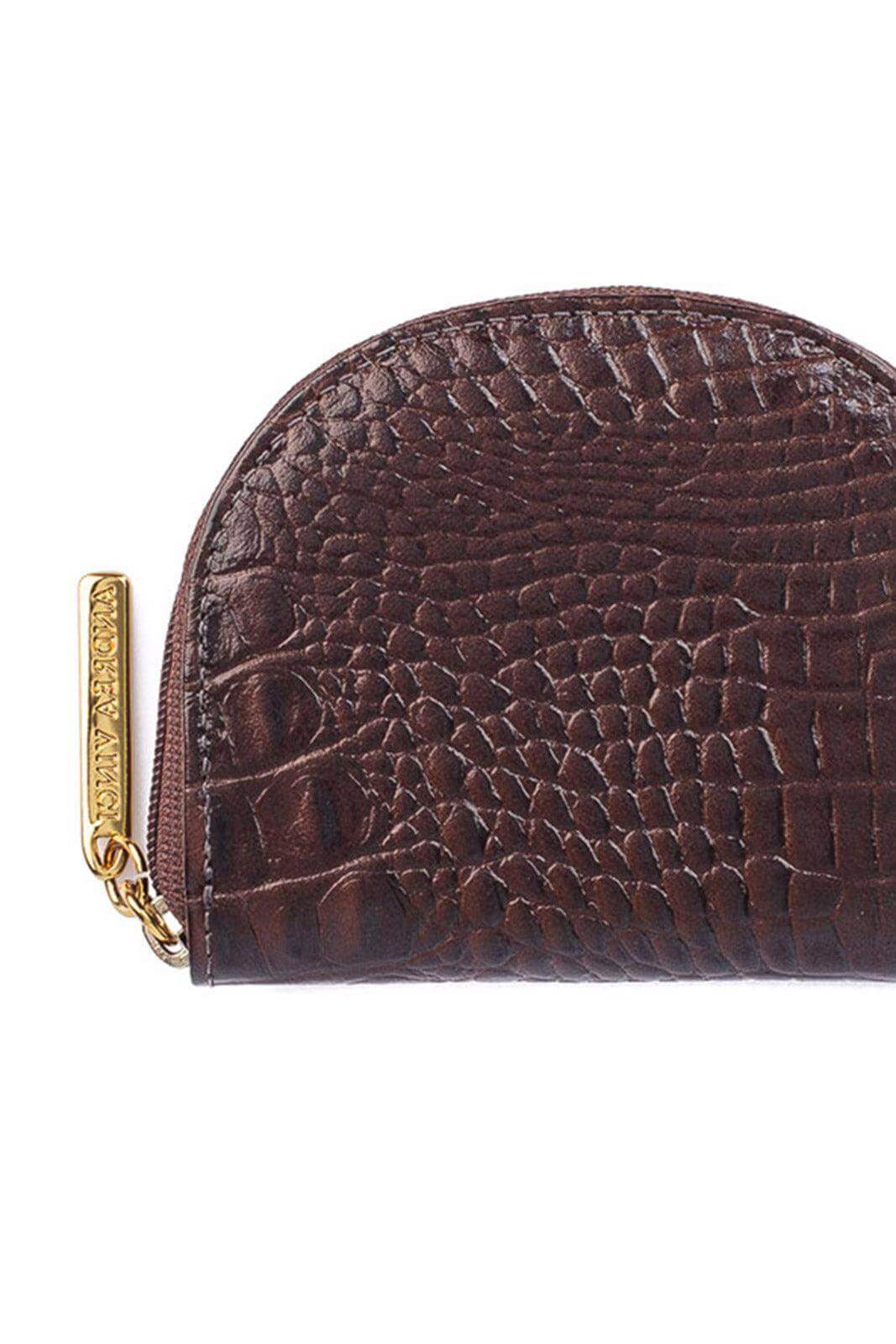 Mini carteira feminina de couro croco Ayla 9x11cm - Enluaze