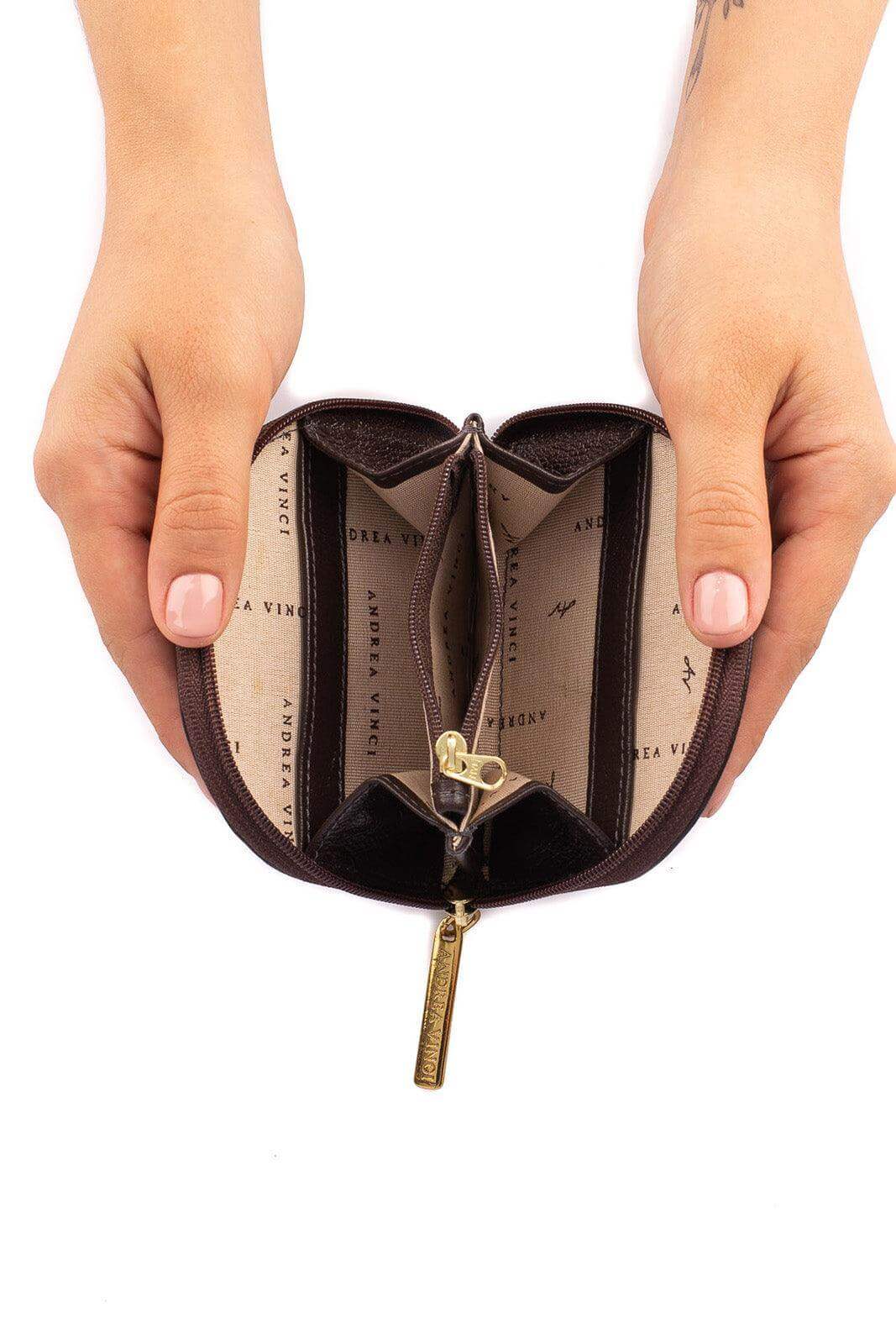 Mini carteira feminina de couro liso Ayla 9x11cm - Enluaze