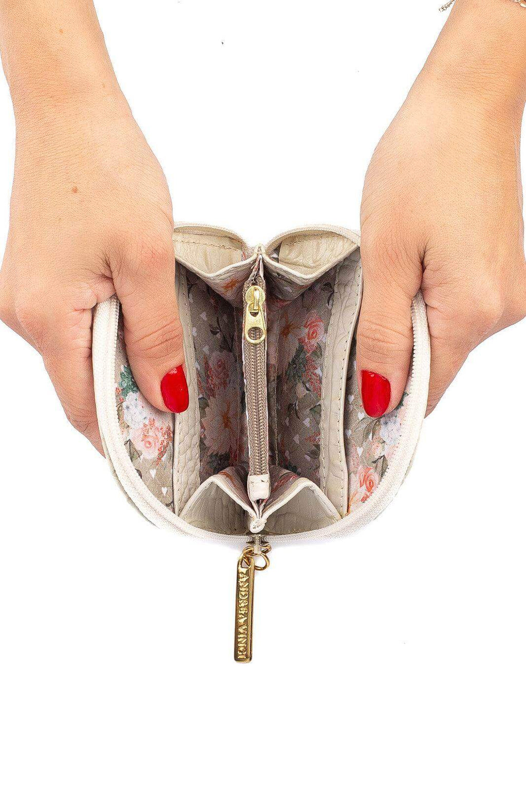 Mini carteira feminina de couro croco Ayla 9x11cm - Enluaze