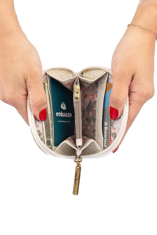 Mini carteira feminina de couro croco Ayla 9x11cm - Enluaze - Bolsas e Mochilas em Couro Legítimo - Andrea Vinci