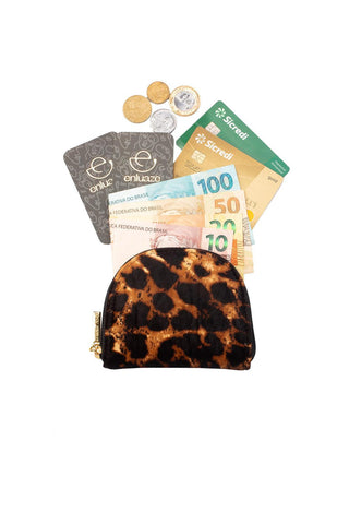 Mini carteira feminina de couro estampado Ayla 9x11cm - Enluaze - Bolsas e Mochilas em Couro Legítimo - Andrea Vinci