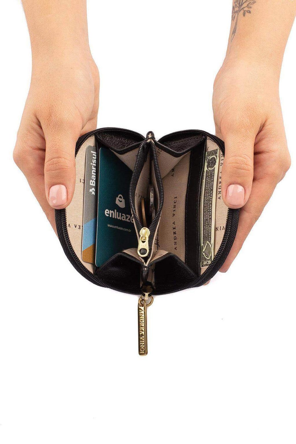 Mini carteira feminina de couro croco Ayla 9x11cm - Enluaze