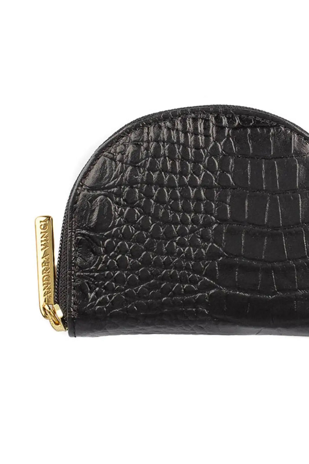 Mini carteira feminina de couro croco Ayla 9x11cm - Enluaze