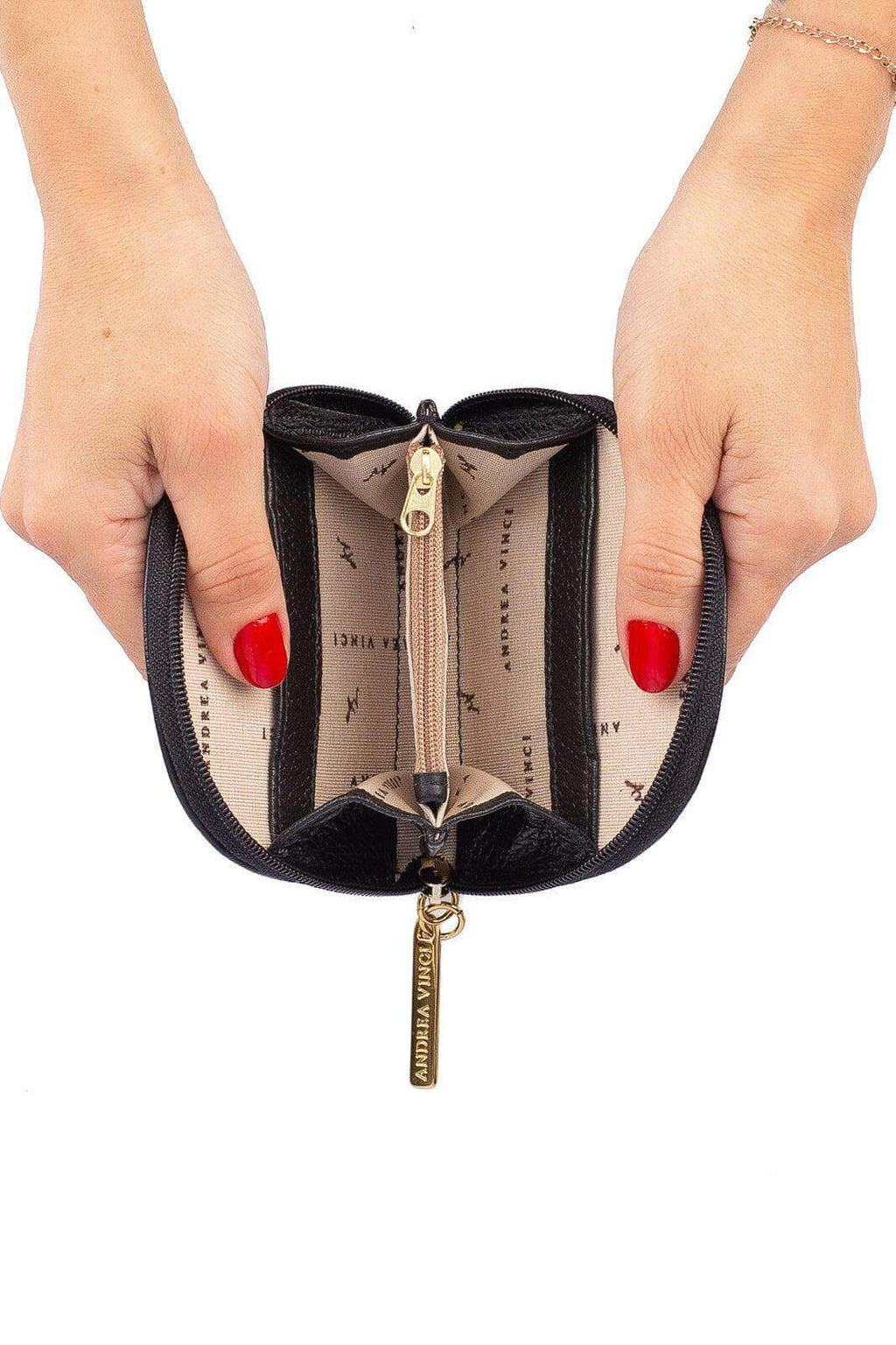 Mini carteira feminina de couro liso Ayla 9x11cm - Enluaze