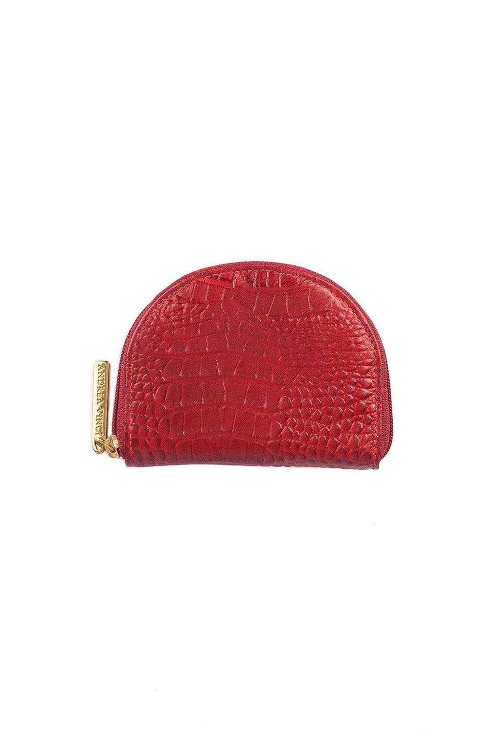 Mini carteira feminina de couro croco Ayla 9x11cm - Enluaze