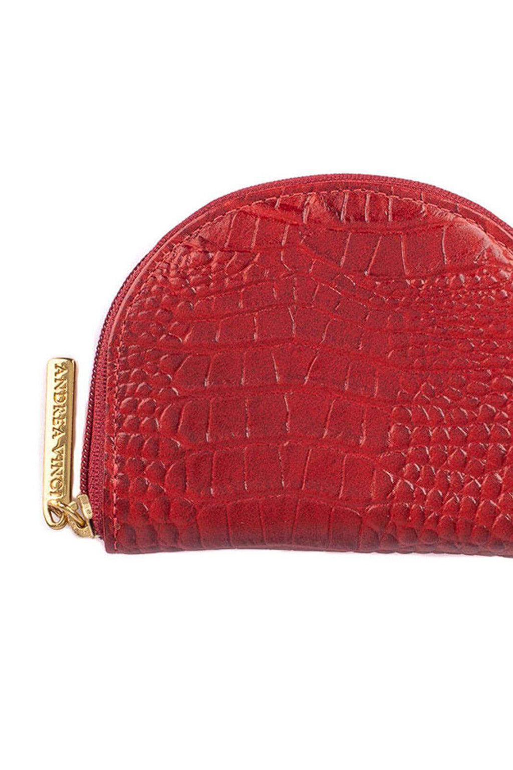 Mini carteira feminina de couro croco Ayla 9x11cm - Enluaze