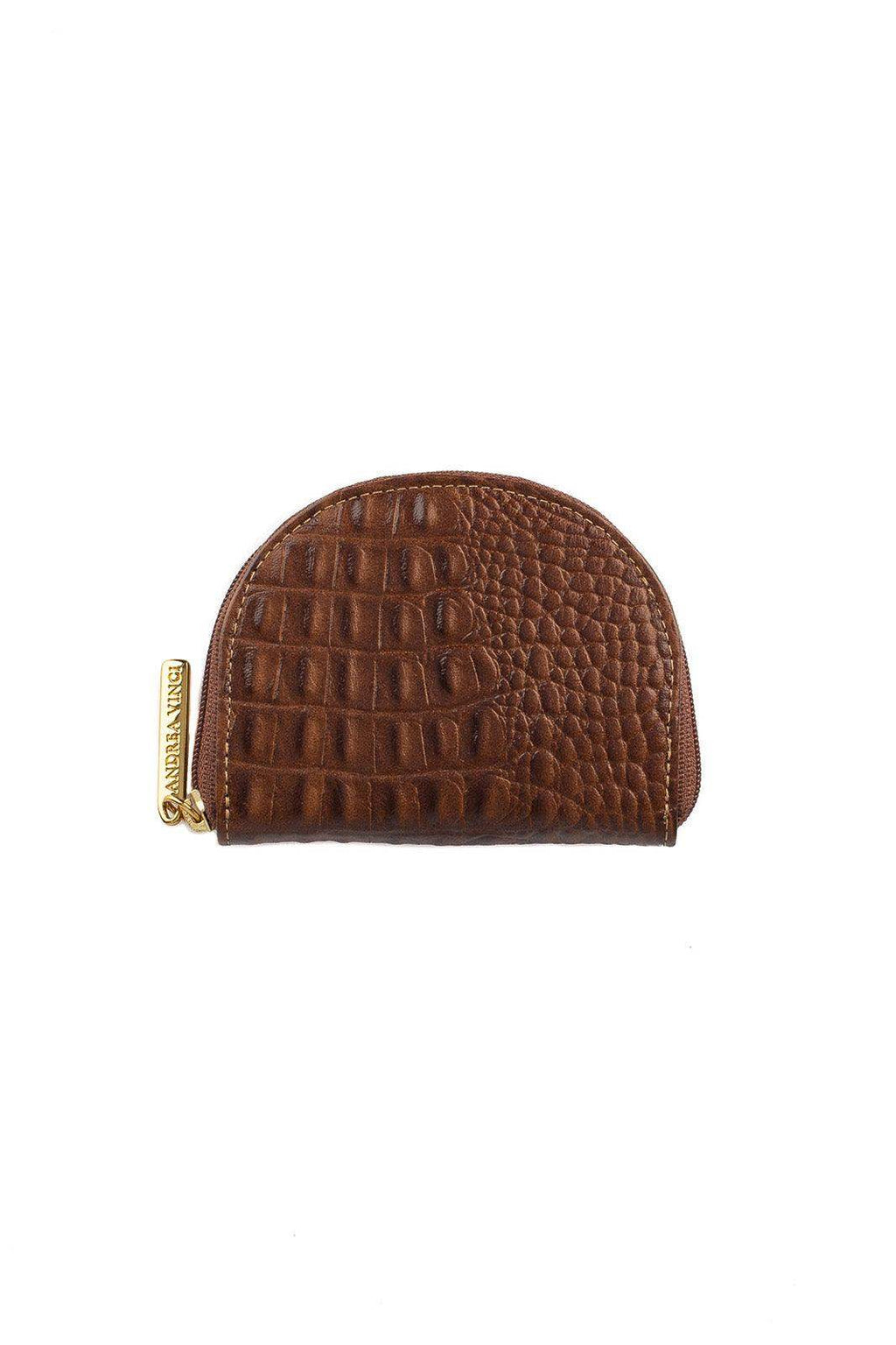 Mini carteira feminina de couro croco Ayla 9x11cm - Enluaze