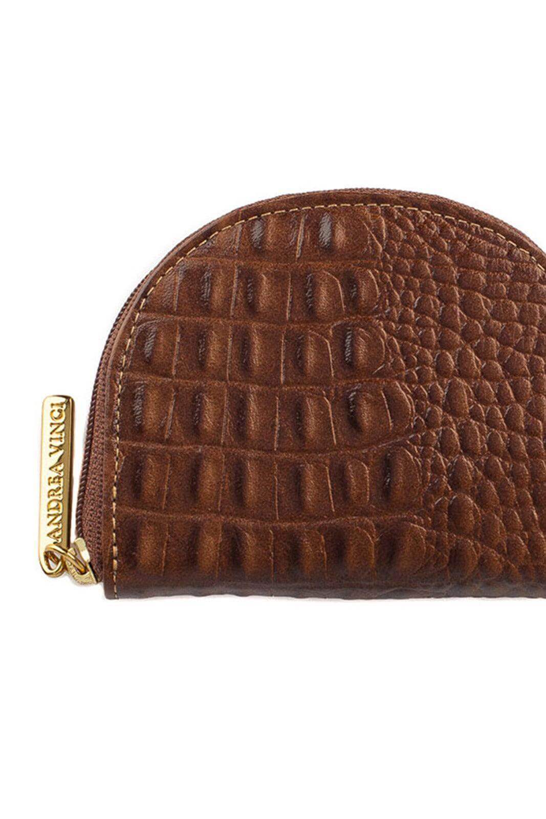 Mini carteira feminina de couro croco Ayla 9x11cm - Enluaze