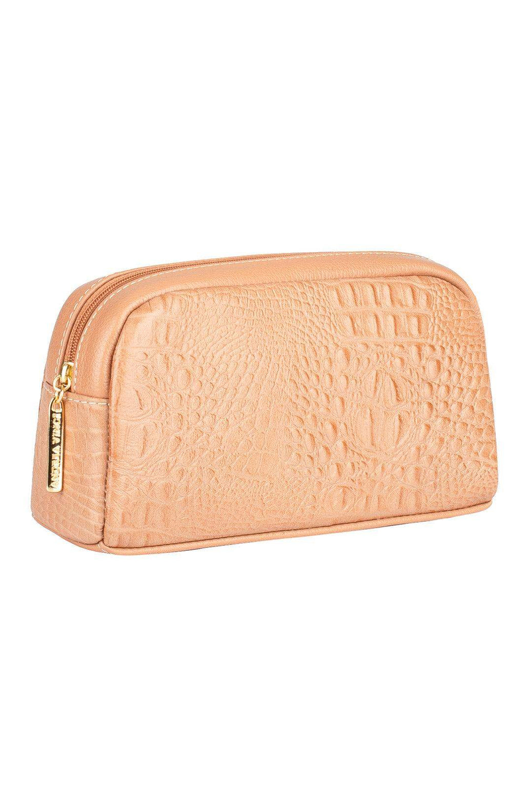 Necessaire de couro croco Adriana 12x23x6cm - Enluaze