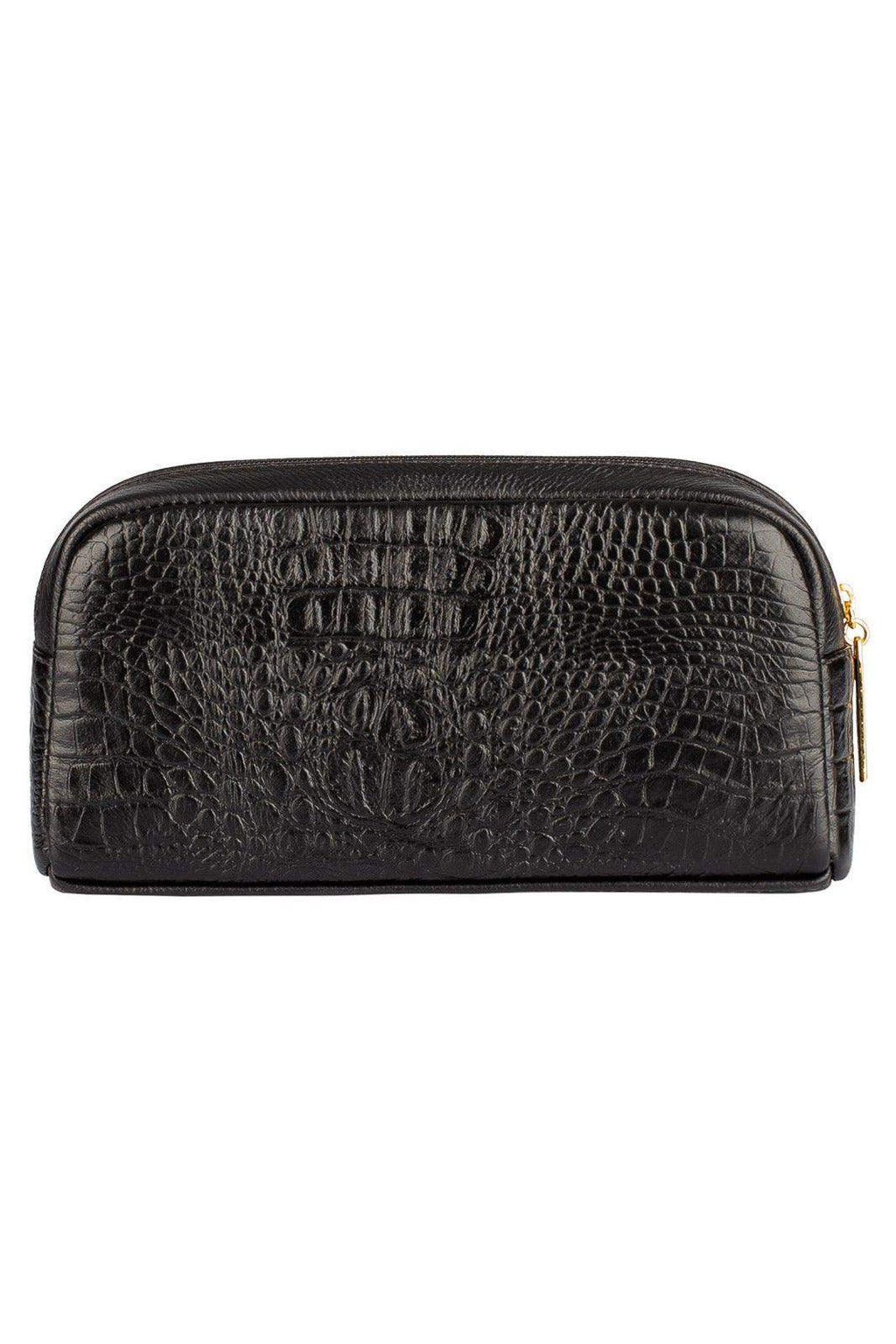 Necessaire de couro croco Adriana 12x23x6cm - Enluaze