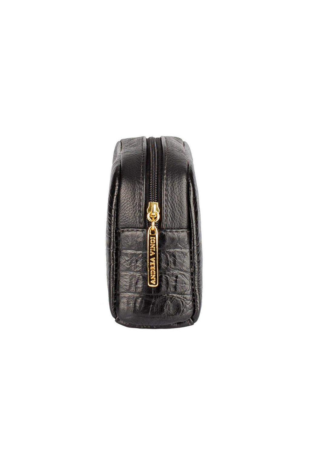 Necessaire de couro croco Adriana 12x23x6cm - Enluaze