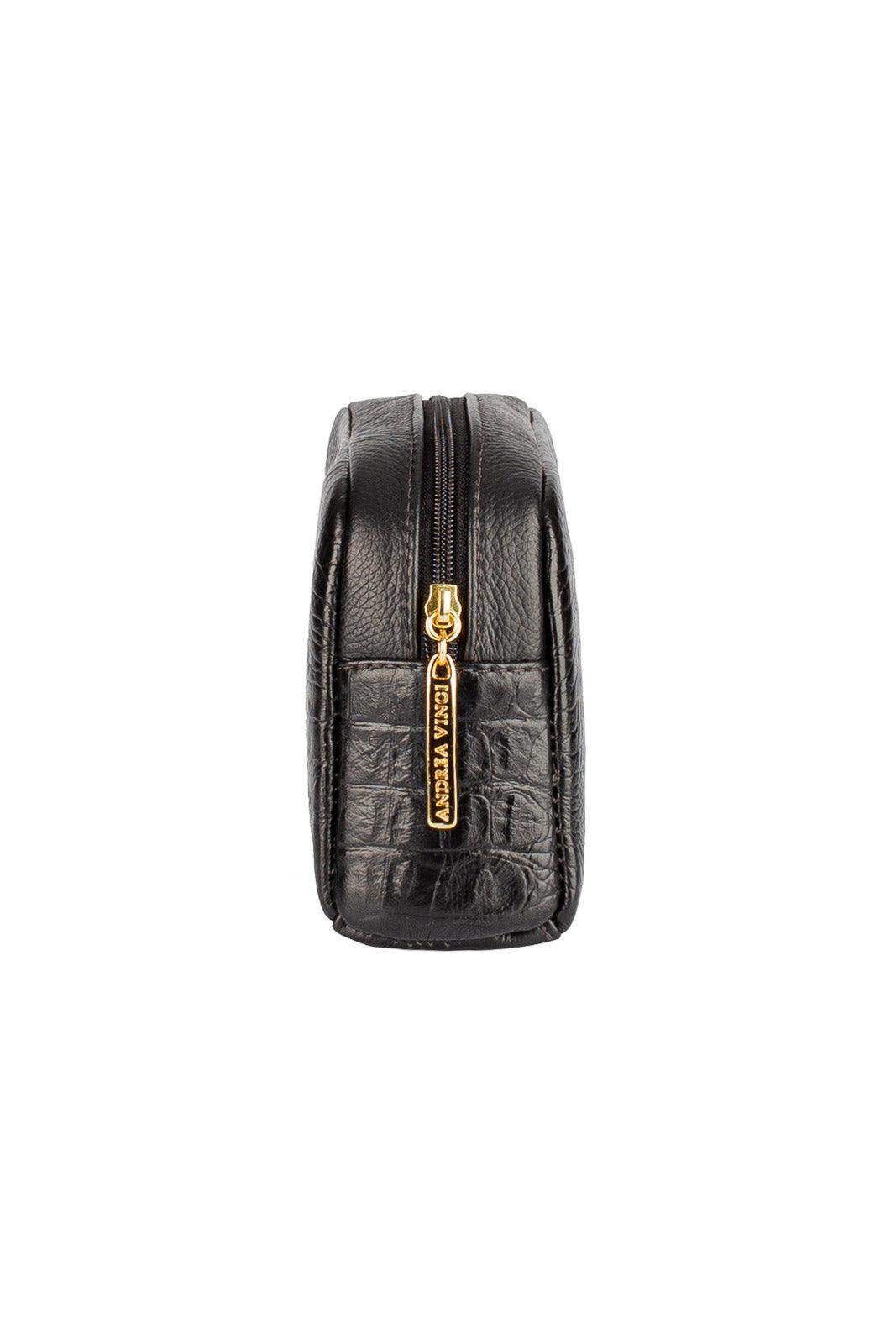 Necessaire de couro croco Adriana 12x23x6cm - Enluaze