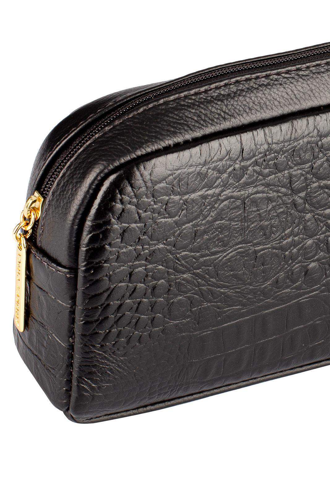 Necessaire de couro croco Adriana 12x23x6cm - Enluaze