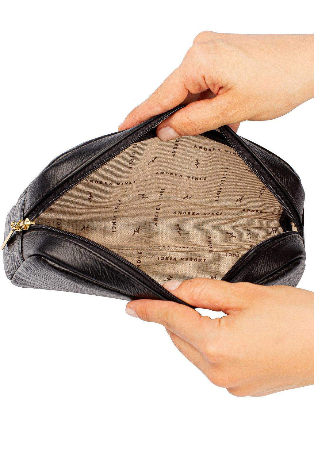 Necessaire de couro croco Adriana 12x23x6cm - Enluaze