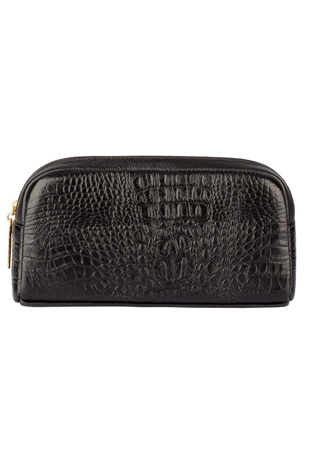 Necessaire de couro croco Adriana 12x23x6cm - Enluaze