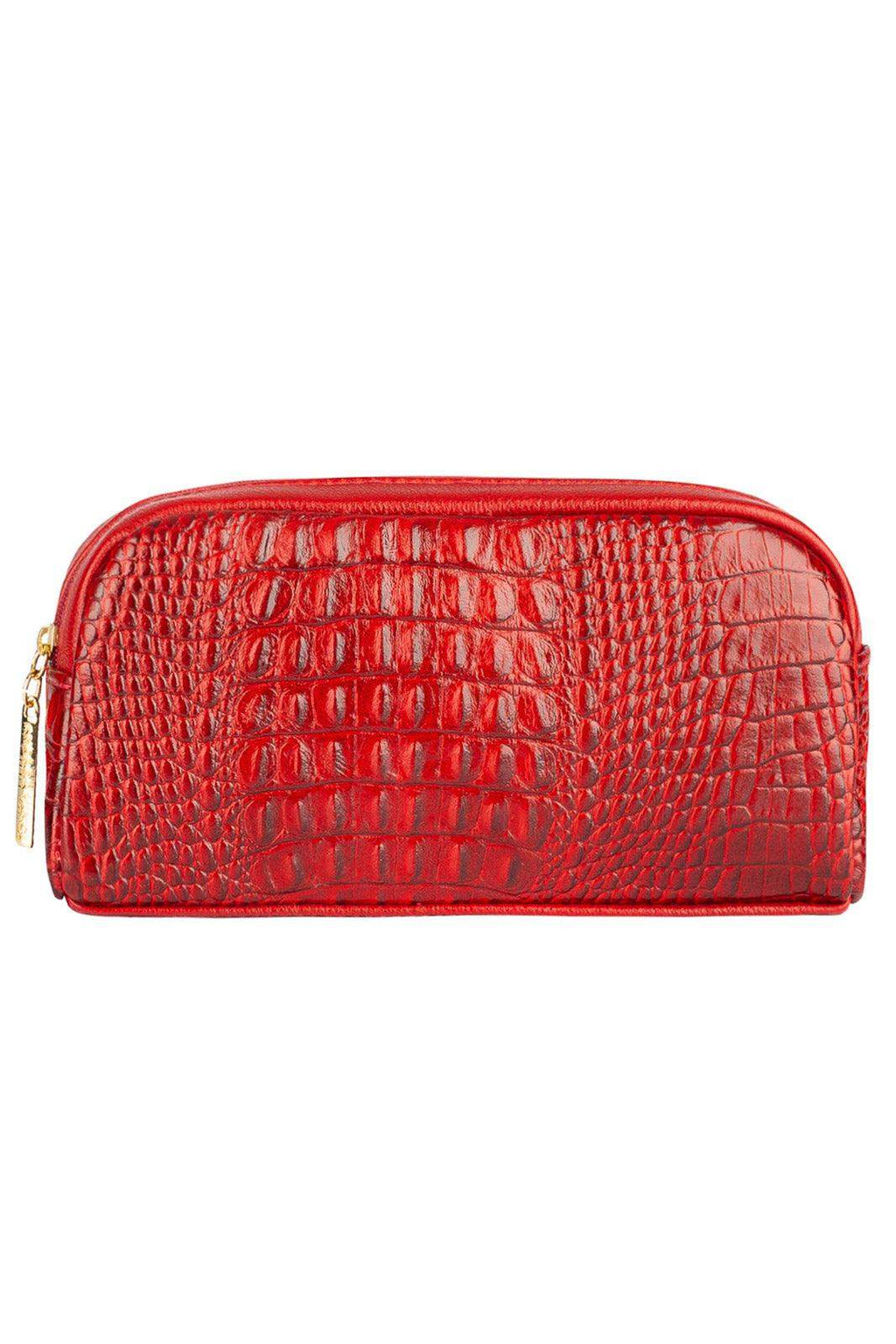 Necessaire de couro croco Adriana 12x23x6cm - Enluaze