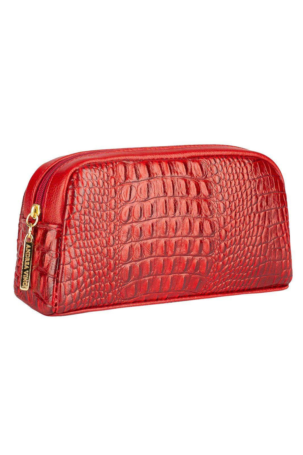 Necessaire de couro croco Adriana 12x23x6cm - Enluaze